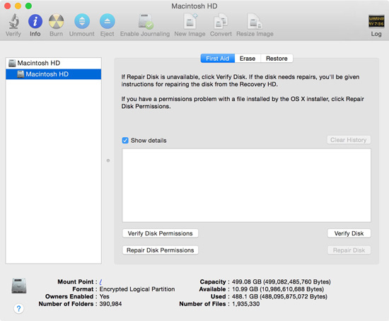 disk utility for mac repair disk using